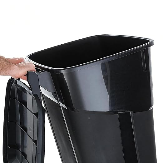 32 Gallon Wheeled Heavy Duty Plastic Garbage Can with Attached Lid – Smooth-Rolling Wheels, Reinforced Base for Patio, Garage, Yard & Indoor Use