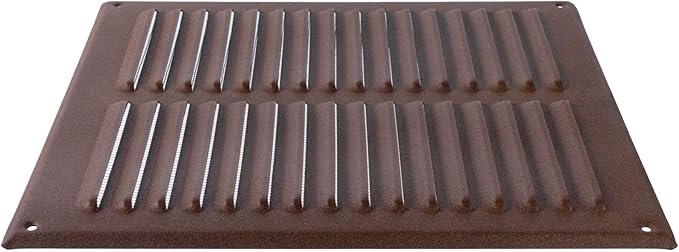Square Ventilation Grille / 10" x 10" Inch Inside Measurement/Brown Metal Air Vent Louver - Inside/Outside use / 11.6" x 11.6" Inch Outer Measurement