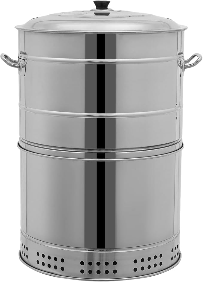 Stainless Steel Smokeless Barbecue Surround Charcoal Grill, 50 Kabob Skewer Portable Charcoal BBQ Charcoal Barrel Smoker with Grilling Accessories Set for Camping, Backyard & Home BBQ INGRILL