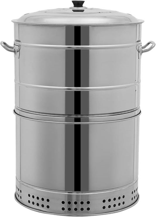Stainless Steel Smokeless Barbecue Surround Charcoal Grill, 50 Kabob Skewer Portable Charcoal BBQ Charcoal Barrel Smoker with Grilling Accessories Set for Camping, Backyard & Home BBQ INGRILL