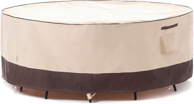 F&J Outdoors Patio Furniture Covers Waterproof UV Resistant Rip-stop Fabric Round Outdoor Furniture Covers, 84" Dia x 27.5" H