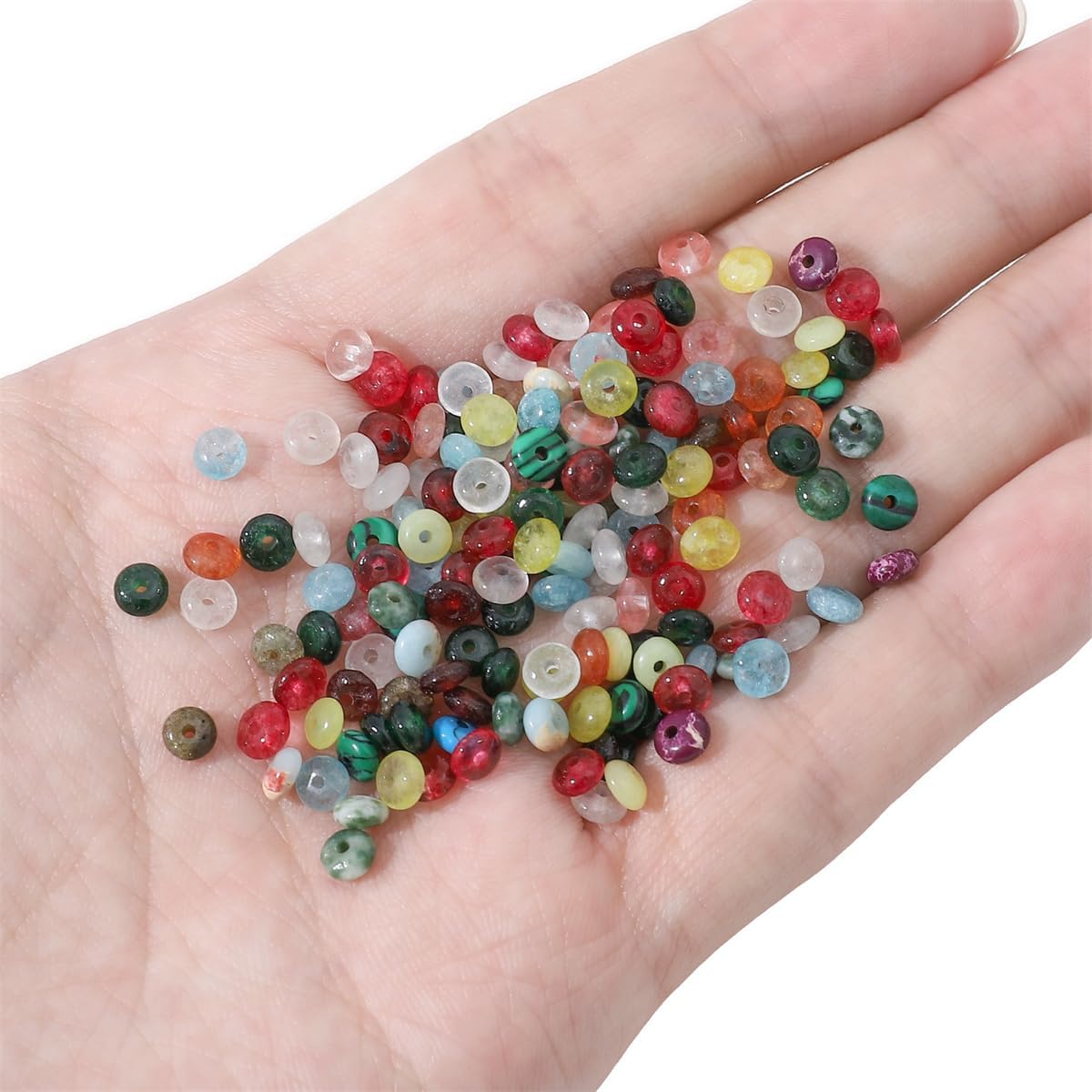 Natural Mix Colored Disk Stone Beads 4x2mm 160pcs Rondelle Loose Semi Gemstone Beads for Jewelry Making Design