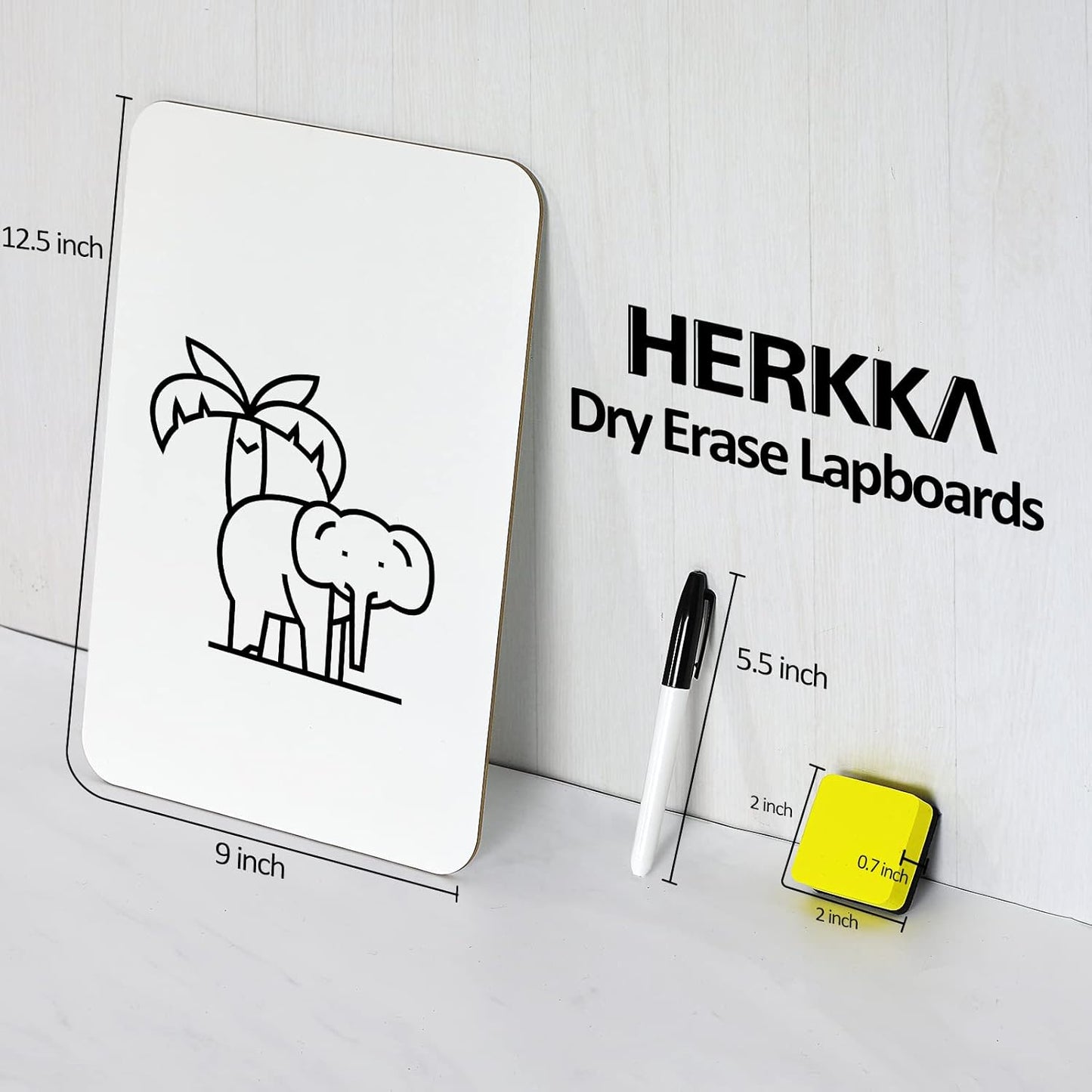 Dry Erase Lapboards, HERKKA 15 Pack Double Sided Dry Erase Lap Boards 9 x 12.5 Inch, 15 Markers, 15 Erasers, Small Dry Erase Boards for Students Classroom Teacher Supplies