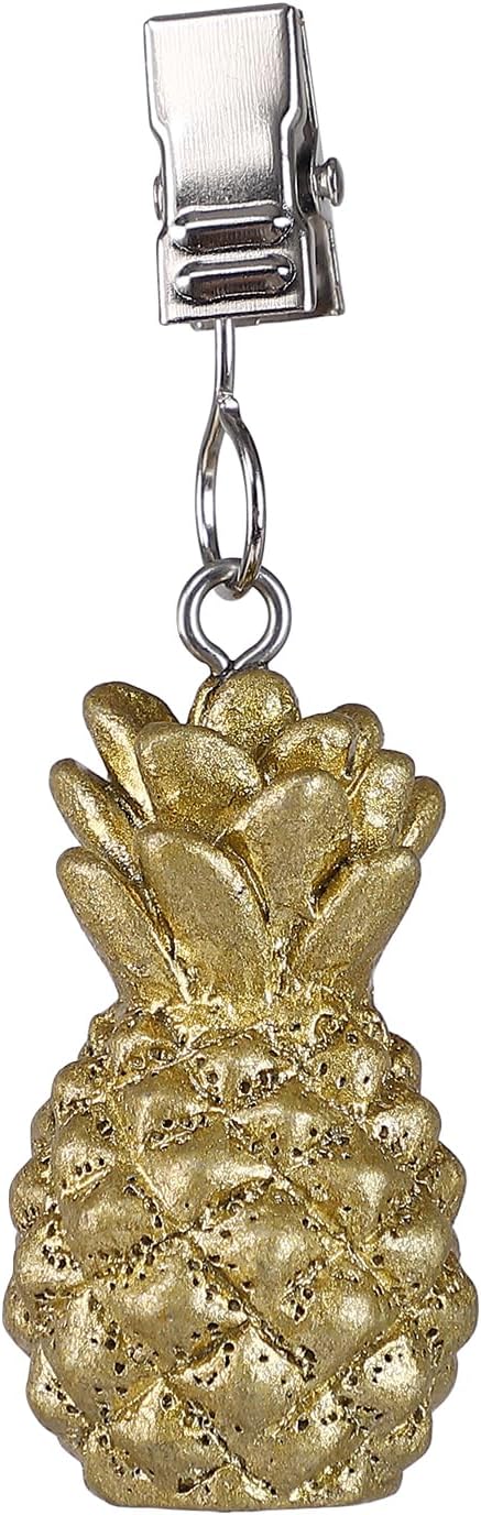 TwoFish Home Set of 4 Golden Pineapple Resin Tablecloth Clamps Golden Pineapple Handicraft Tablecloth Clips Pack of 4