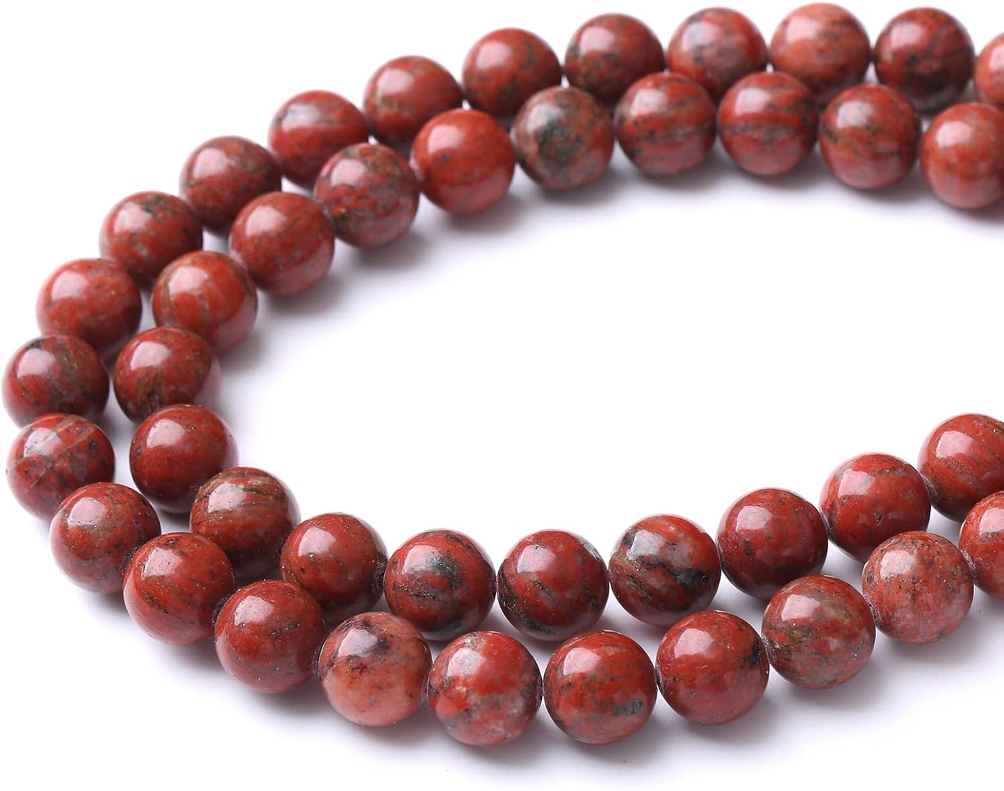 36PCS 10MM Natural Red Seasame Jasper Stone Beads Energy Healing Beads for DIY Jewelry Bracelet Necklace Making for Jewelry Making 15Inch