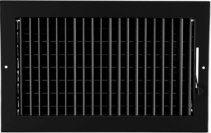14"w X 8"h Adjustable AIR Supply Diffuser - HVAC Vent Cover Sidewall or Ceiling - Grille Register - High Airflow - Black [Outer Dimensions: 15.75"w X 9.75"h]