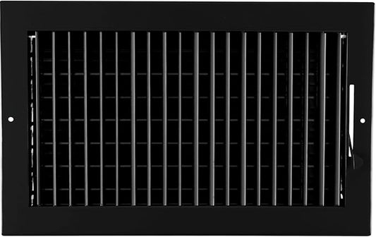 14"w X 8"h Adjustable AIR Supply Diffuser - HVAC Vent Cover Sidewall or Ceiling - Grille Register - High Airflow - Black [Outer Dimensions: 15.75"w X 9.75"h]