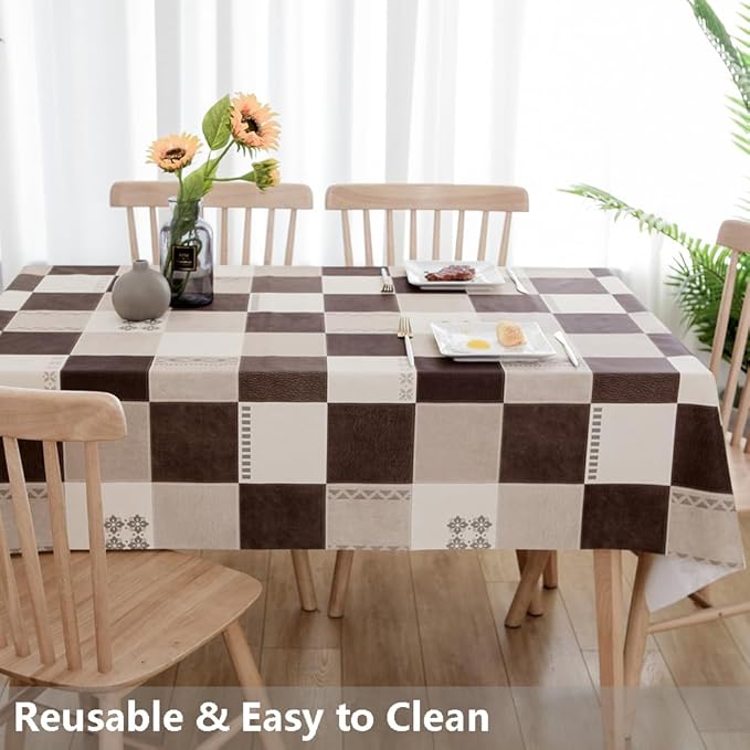 TruDelve Heavy Duty Vinyl Table Cloth Plastic Table Cloth Waterproof Wipeable PVC Plastic Tablecloths for Rectangle Tables (54'' x 84'', Lattice-2)