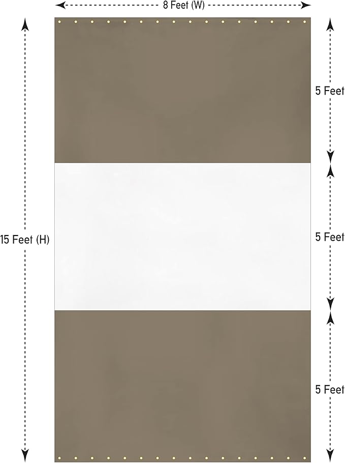 Covers & all Outdoor Clear Panel Curtain, 12 oz Vinyl Outdor Curtains for Patio, Waterproof & Weather Resistant Tarp with Brass Grommets for Pergola, Porch, Gazebos, Balcony (15' H x 8' W feet, Beige)