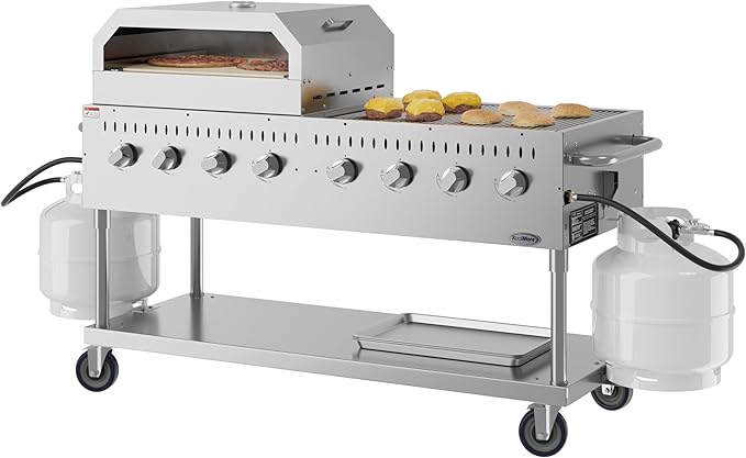 60 in. 8-Burner Commercial Outdoor Propane Gas Grill with 30 in. Pizza Oven in Stainless-Steel, ETL Listed (CGKIT6-P30)