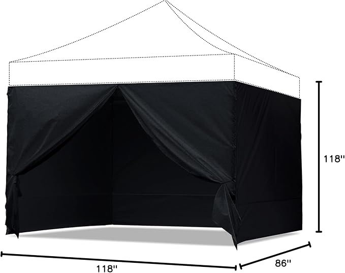ABCCANOPY Side Wall 10x10, Black (4 Walls Only, NOT Including Frame and Top)