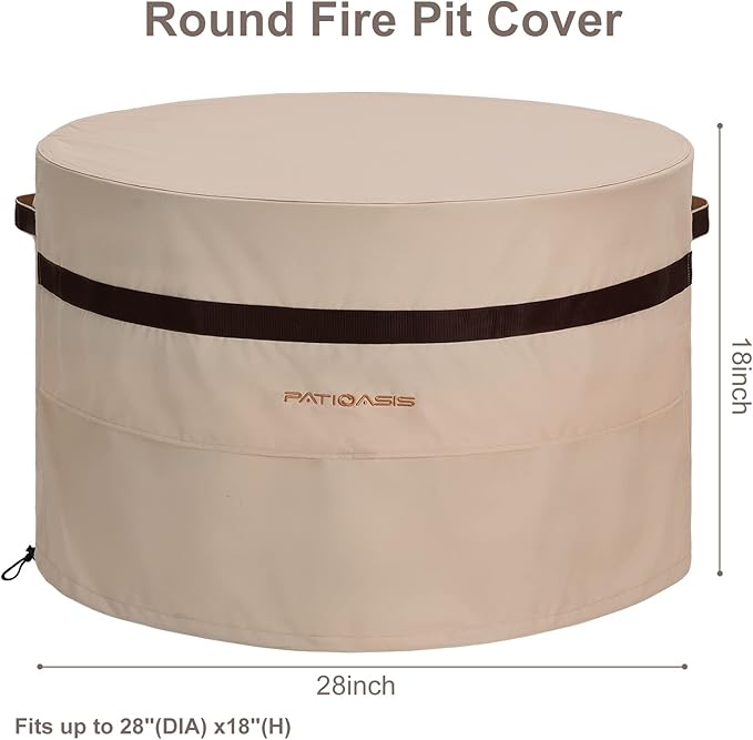 Outdoor Round Gas Firepit Cover 28' Dia Round Smokeless Fire Pit Cover For Solo Bonfire Cover Waterproof Fits for Solo Yukon