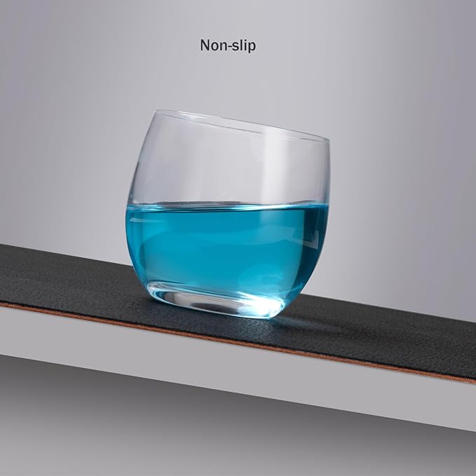 Myir JUN Placemats, Dual-Sided Placemats Waterproof Faux Leather Placemats Set of 6 Place Mats and Coasters Non-Slip Washable Table Mats for Dining Table (Black Orange, Set of 4)