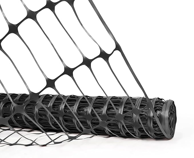 Fencer Wire 4 ft. Safety Fence, 100 ft. Black Plastic Fencing Roll for Construction, Pet and Event Fencing, 4 cm x 10 cm Mesh