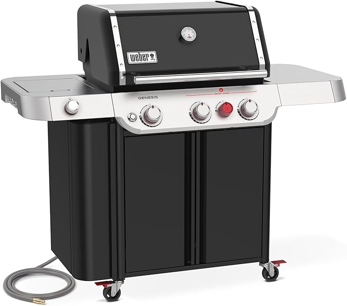 Weber Genesis E-335 Natural Gas Grill for Outdoor Cooking, 3 Burners and 1 Side Burner, Black