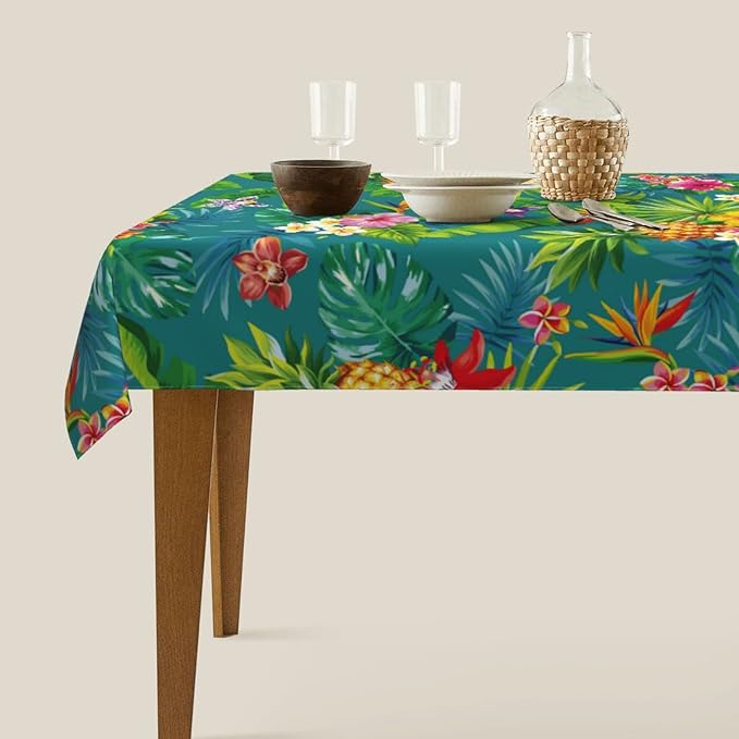 Worltoldb Pineapple Tablecloths Polyester Table Cloth for Kitchen Dinning Table Washable Tropical Table Cover for Parties Wedding Picnic
