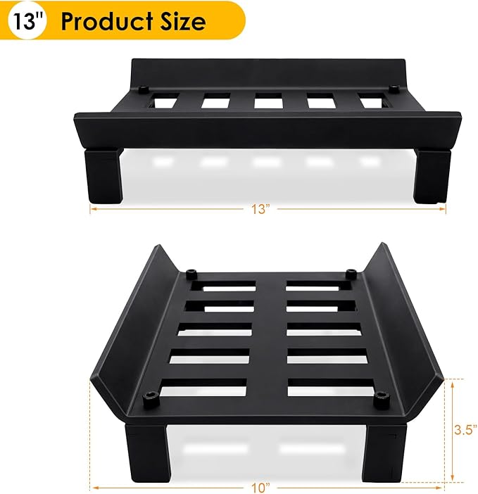 STBoo Fireplace Grate 13inch - Wood Stove Grates Heavy Duty | Fireplace Log Holder | Firewood Log Burning Wrought Iron Rack | Fire Pit Tray for Indoor Chimney Hearth & Outdoor Kindling Tool