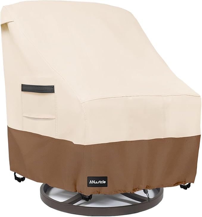 Patio Chair Covers,600D Waterproof Heavy Duty Outdoor Lawn Patio Furniture Covers,Patio Swivel Chair Covers for Outdoor Furniture,(32W x 35D x 36H inches) Beige&Brown