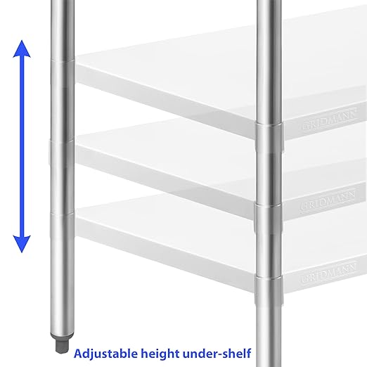GRIDMANN Stainless Steel Kitchen Prep Table 48 x 24 Inches with Backsplash & Under Shelf, NSF Commercial Work Table for Restaurant and Home