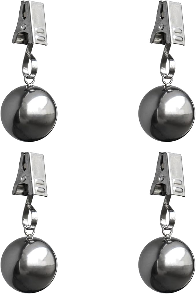 4 Pack Heavy Duty Tablecloth Weights, Rust Proof Stainless Steel Balls with Clips, Weights for Curtain, Outdoor Picnic Table, Flags, 10oz