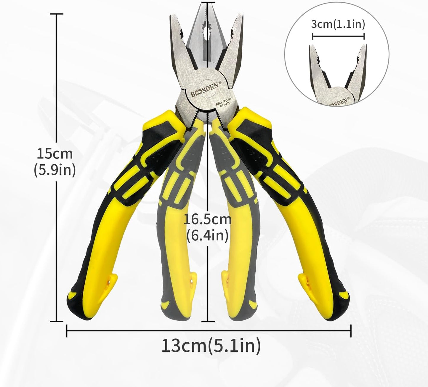BOOSDEN Linesman Pliers, 6 Inch High Leverage Lineman's Plier, Combination Plieres, Electrical Pliers,Side Cutter Linemans Plier