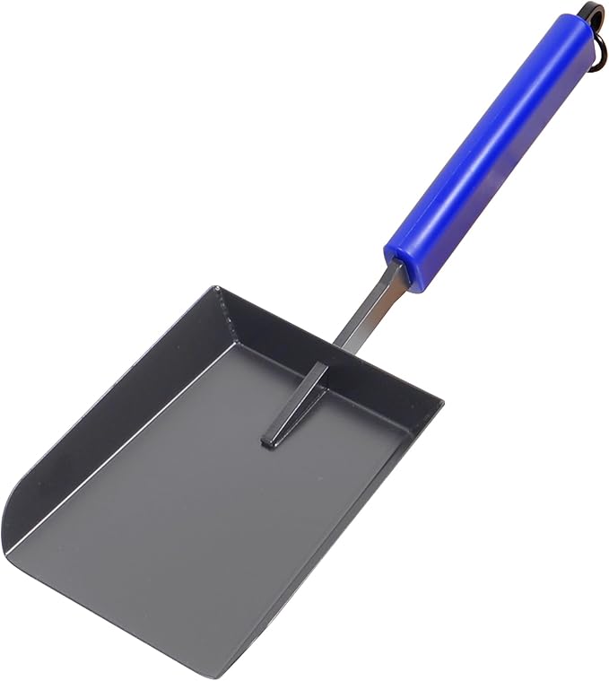 Fireplace Ash Shovel Wider Head Manganese Steel Gardening Shovel for Yard with Rubber Handle and Hanging Ring for Outdoor Fire Pit Indoor Fireplace Solo Stove Woodstove
