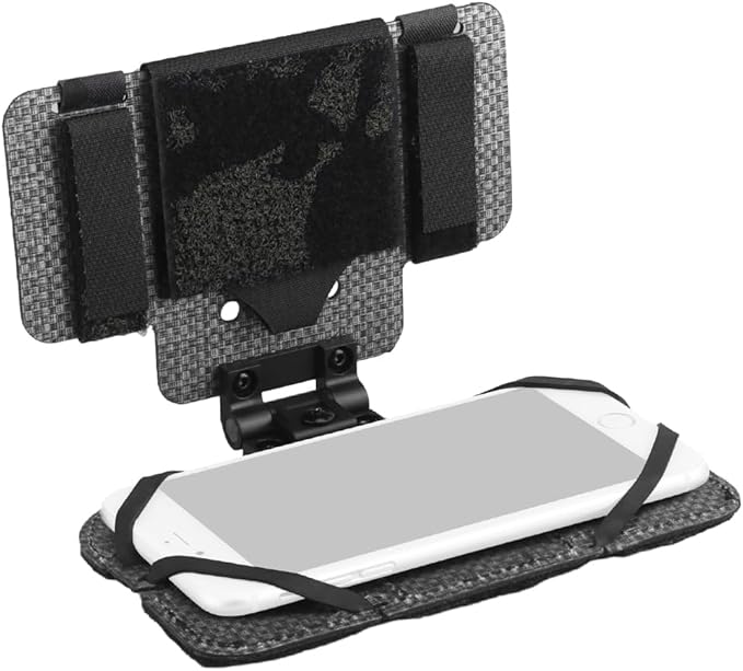 Let Me Be Airsoft Plate Carrier Molle Phone Carrier Outdoor Lightweight Navigation Board，Wide Angle Foldable Phone Holder Chest Rig Hovering Mount Tactical Vest Accessory (Black Camouflage)