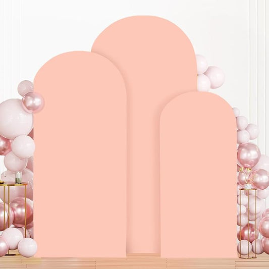 MODFUNS Wedding Arch Cover Set of 3 Dusty Rose Spandex Arches Cover 5ft 6ft 7ft Round Top Arch Backdrop Covers 2-Sided Arch Stand Covers Stretchy Arched Wall Backdrop for Happy Birthday Party Decor