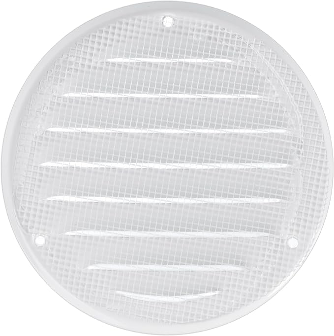 Repa Market 2-Pack 4 Inch (Opening Dimensions) Round Air Vent Cover/White Galvanized Steel Louvered Grill Cover with Mesh Screen/Wall or Ceiling Vent/HVAC Register for DIY Home Improvement