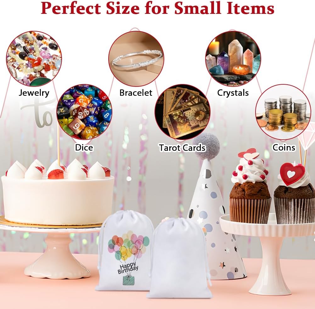 Shintop 20pcs Velvet Bags, 4x6inch White Drawstring Gift Bags Jewelry Pouch for Wedding Birthday Party Favor