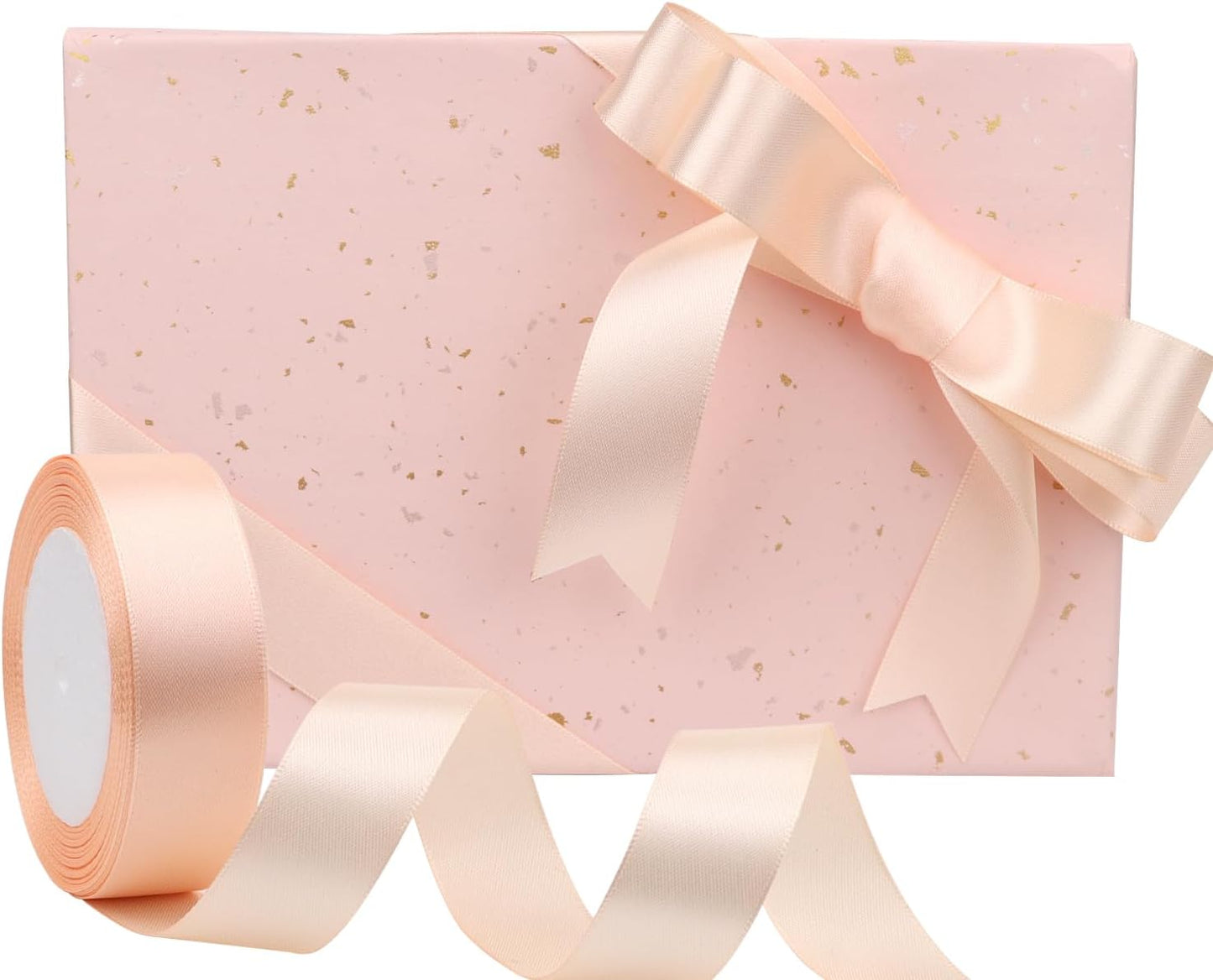 Naked pink Solid Satin Ribbon 1 Inch 25 Yards Solid Polyester Fabric Ribbon for Gift Wrapping Wedding Christmas Baby Shower Birthday Party Decoration Handmade Immortal Flower Craft