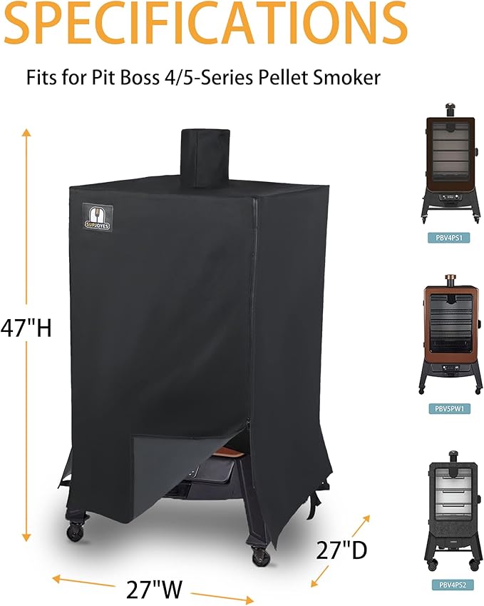 SUPJOYES Grill Cover for Pit Boss 4/5-Series Pellet Smoker, PBV4PS1, PBV5PW1, PBV4PS2, Heavy Duty Waterproof Pit Boss Vertical Pellet Smoker Cover