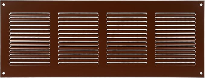 Repa Market Air Vent Cover 16x6 Inch (Outer Dimensions) Brown Galvanized Steel Louvered Grill Cover with Mesh Screen/Wall or Ceiling Vent/HVAC Register for Indoor and Outdoor Ventilation