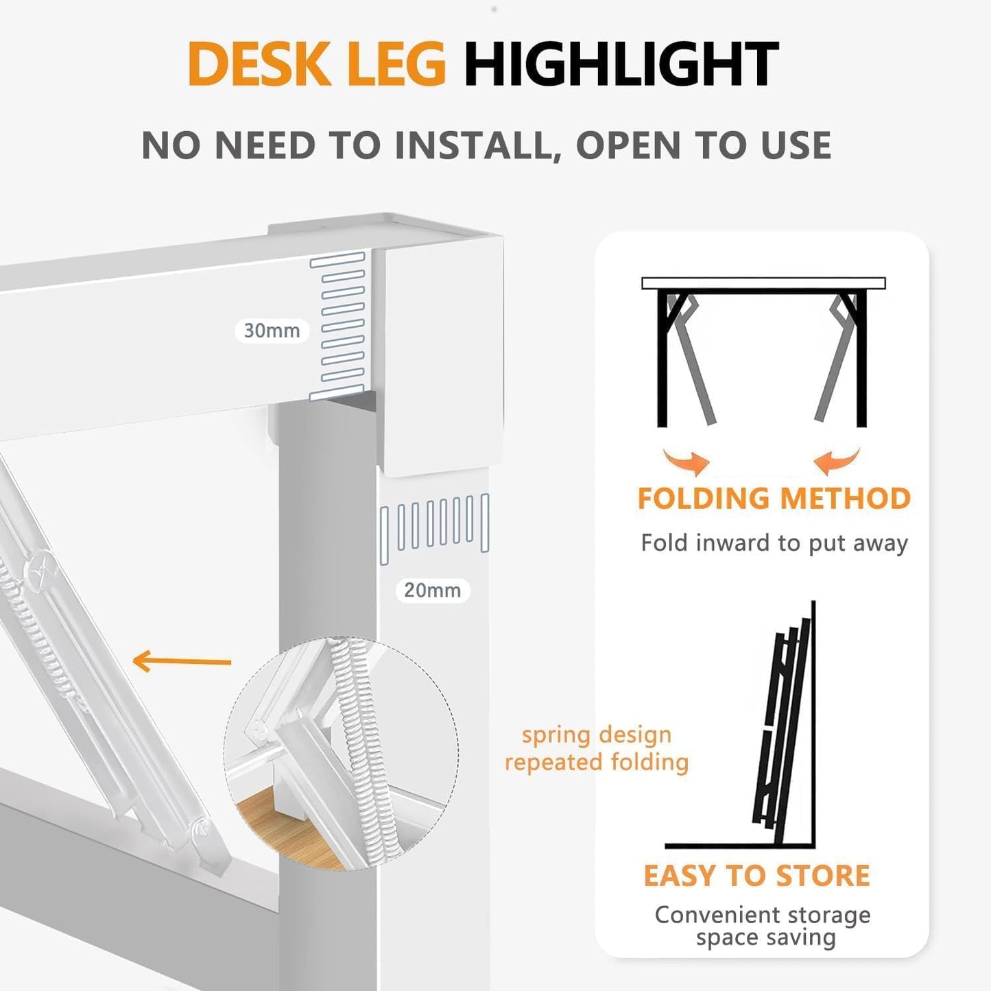 31.5 Inch Foldable Desks for Small Spaces,Foldable Desk No Assembly,Small Table for Bedroom,Black.
