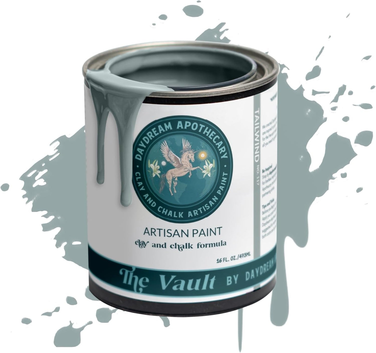 Daydream Apothecary Premium Chalk Style Paint for Furniture, Home Décor, Wood, DIY Interior Projects, Quick Dry, No Prep or Prime Needed, Matte Light Slate Grey - 16oz