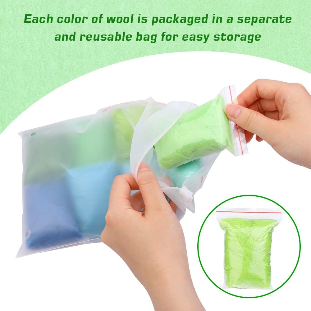 WONVOC 2.82oz Needle Felting Wool, 8 Colors Wool Roving, Wool Roving for Needle Felting, Nature Wool Roving Yarn, Needle Felting Color Wool Sets, Hand Spinning Wool Roving Wool Yarn