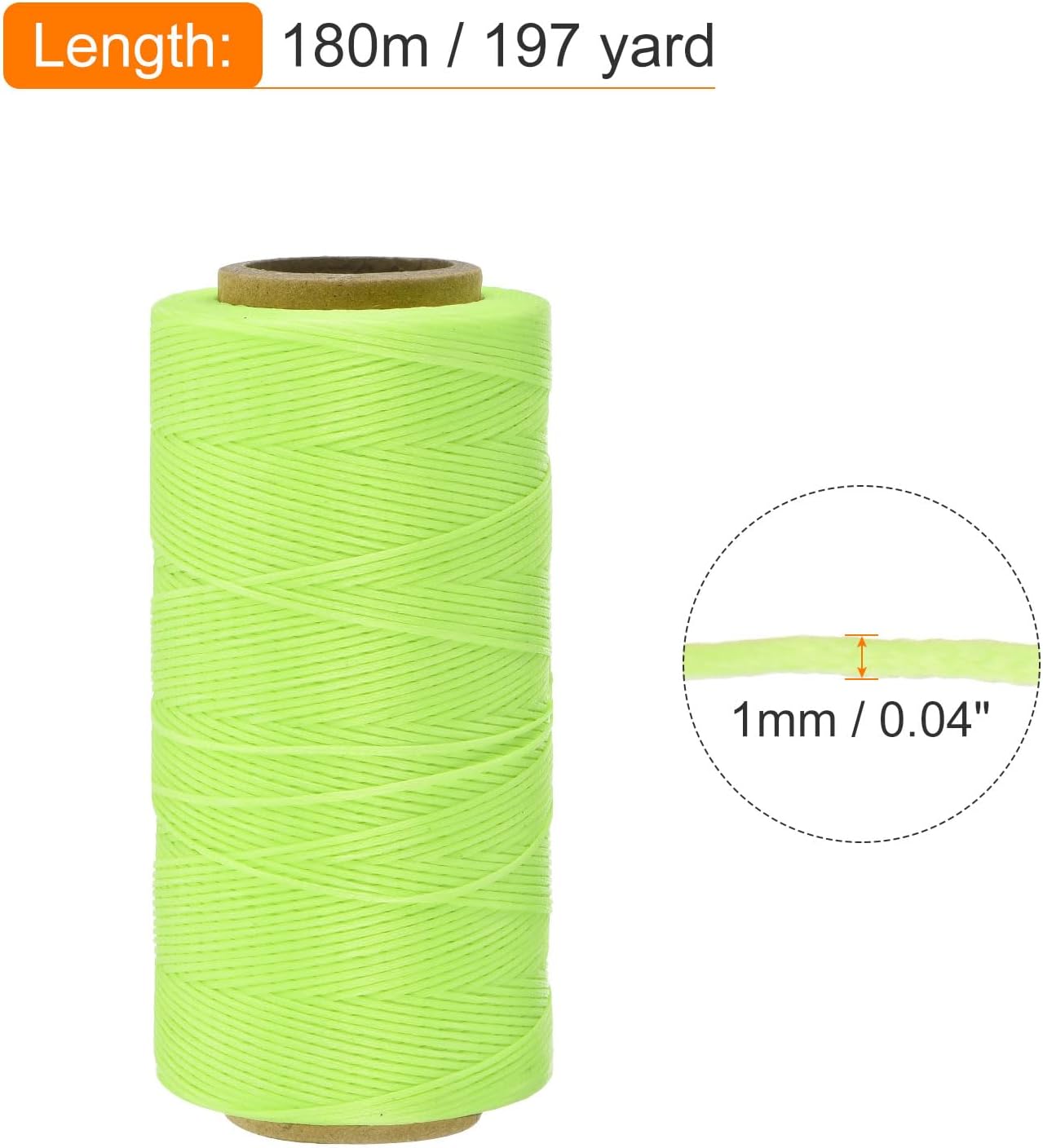 MECCANIXITY Waxed Thread,197 Yard 1mm 210D Flat Wax Thread Polyester Waxed String for Leather Sewing Hand Weaving Book Binding Home Decoration,Fluorescent Green