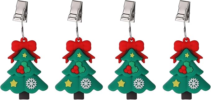 TwoFish Home Set of 4 Xmas Tree Tablecloth Weight Clamps Xmas Tree Style Decoration Tablecloth Weight Clamps Pack of 4
