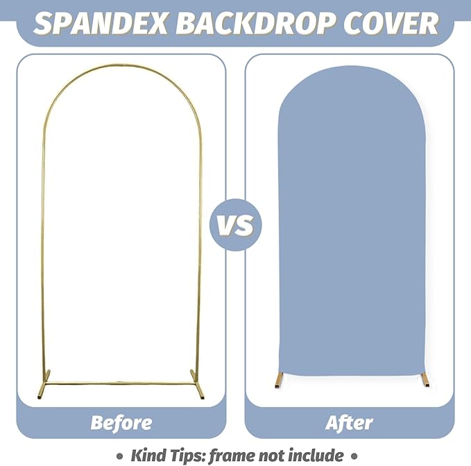 MODFUNS Dusty Blue Arch Cover Set of 3 Spandex Arch Stand Cover Wedding Backdorp Covers 4ft 5ft 6ft Fitted Arches Covers Double Sided Chiara Covers for Wedding Banquet Reception Baby Shower