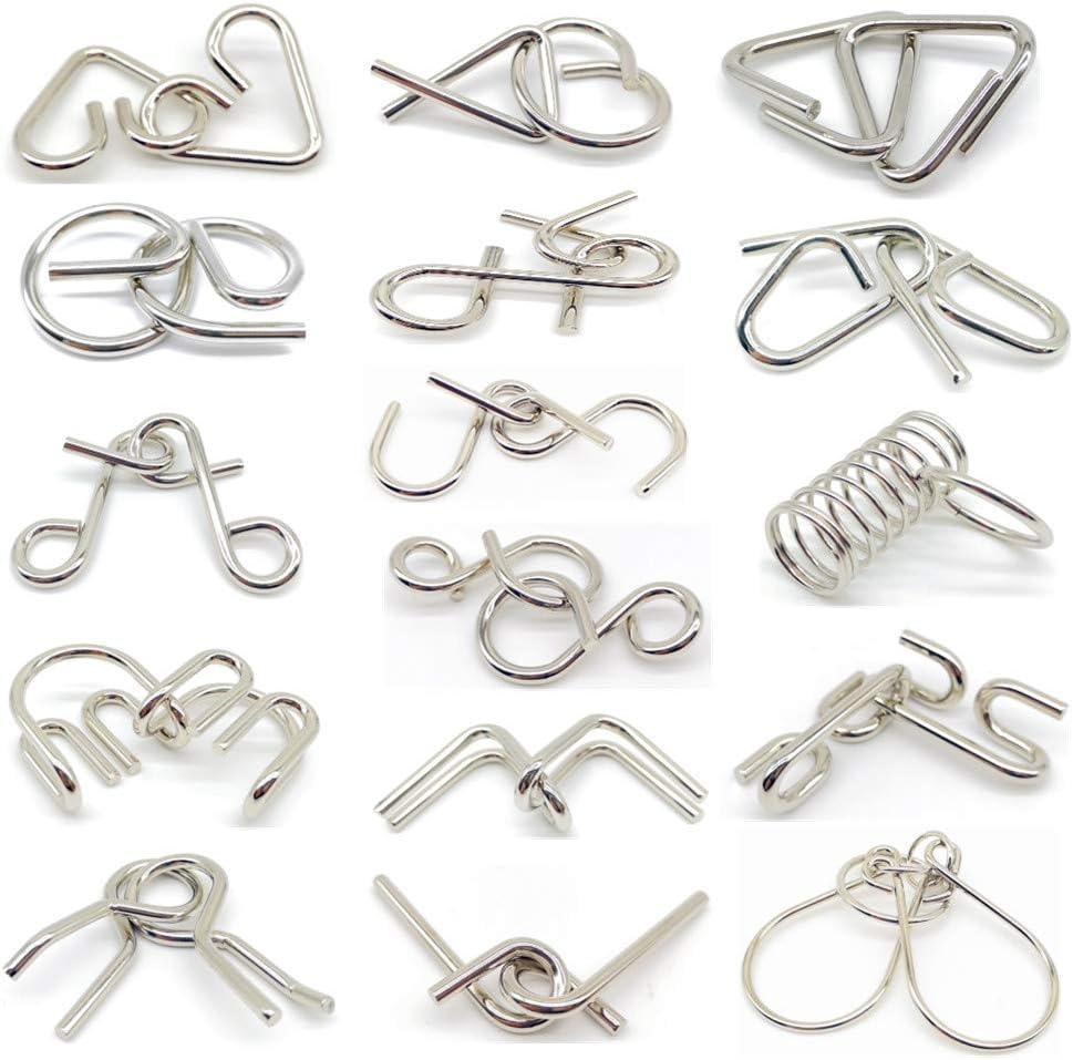 Guaishou Brain Teasers with The Puzzles 21Pcs Unlock Interlock Game IQ Test Toy 3D Wooden and Metal for Party Favor Kids Adults Challenge