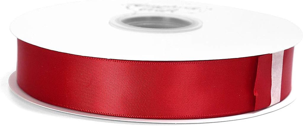 Satin Ribbon 1 Inch Red Double Faced - 25 Yards for Gift Wrapping DIY Bows Crafts Bridal Bouquet Cutting Ceremony Sewing Christmas Wedding Baby Shower Decoration Humphrey's Craft