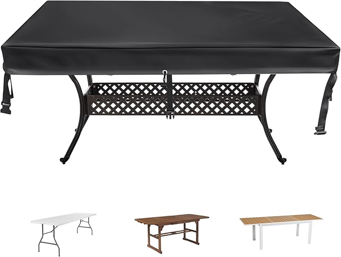 TOHONFOO Rectangular Patio Table Cover - Waterproof Anti-UV Outdoor Table Cover - Outdoor Patio Furniture Cover 100" L x 50" W x 6" H