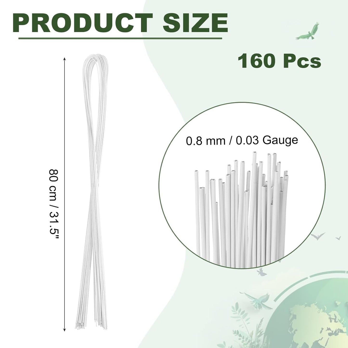 PATIKIL 32 Inch 22 Gauge Floral Stem Wire, 4 Pack/160 Pieces Bouquet Stem Paper Wrapped for DIY Crafts Flower Arrangements, White