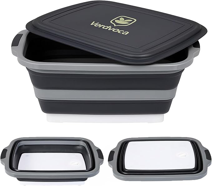 30L Orange & 16L Black Collapsible BBQ Prep Tub