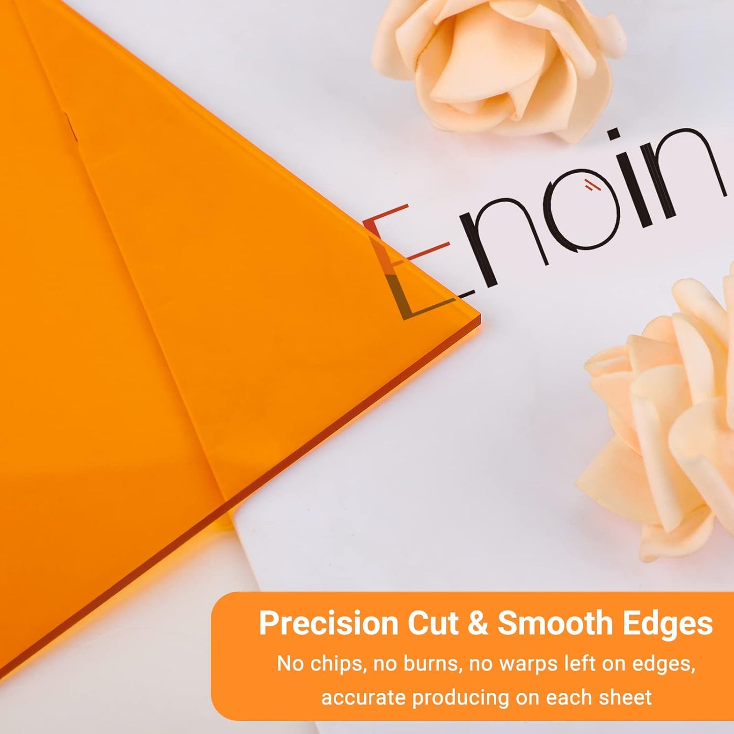 Enoin 12x16 Translucent Orange Acrylic Sheet - Cut to Size Plexiglass Sheets 1/8 inch Thick, Colored Plastic Board Panel for Art Craft, DIY, Painting