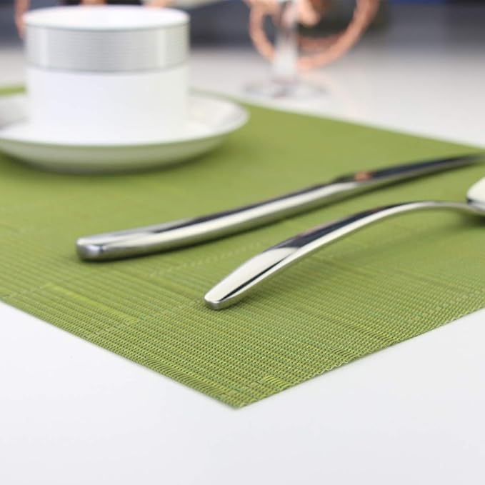 Plastic Placemats,Non Slip Washable Placemats for Dining Table Wipe Clean Table Mats Set of 6(Sage Green)