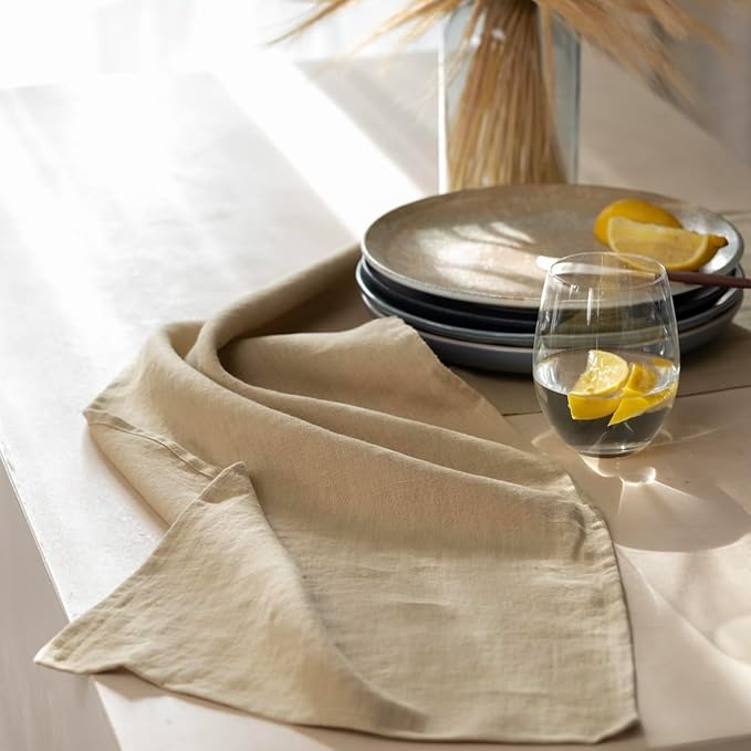 Linen Table Runner 90 inches Long- 100% Pure Linen Flax - Stonewashed European Linen Table Runner (Royal Creme, 14 x 90 Inch) - for Dining, Fall, Autumn, Thanksgiving