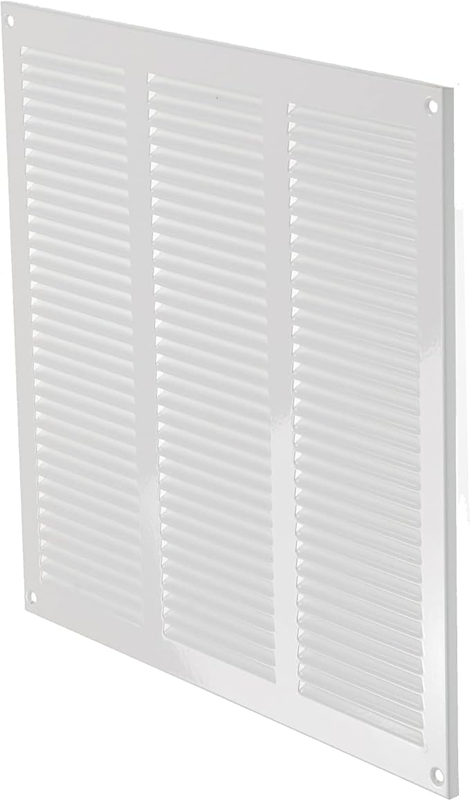 Repa Market 12x12 Inch Air Vent Cover/White Galvanized Steel Louvered Grill Cover with Mesh Screen/Wall or Ceiling Vent/Durable Flush Mount HVAC Register for Indoor and Outdoor Ventilation