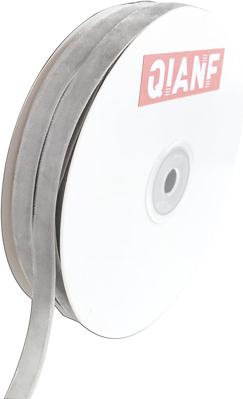 Vintage Silver Velvet Ribbon, 3/8 Inch X 25Yd