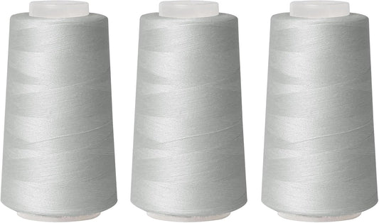 Sewing Thread Cone Set, 3 Pack Serger Thread, 3000 Yards Each, All Purpose Thread for Sewing, Quilting, Machines, Overlock, Merrow & Hand Embroidery (Grey*3)